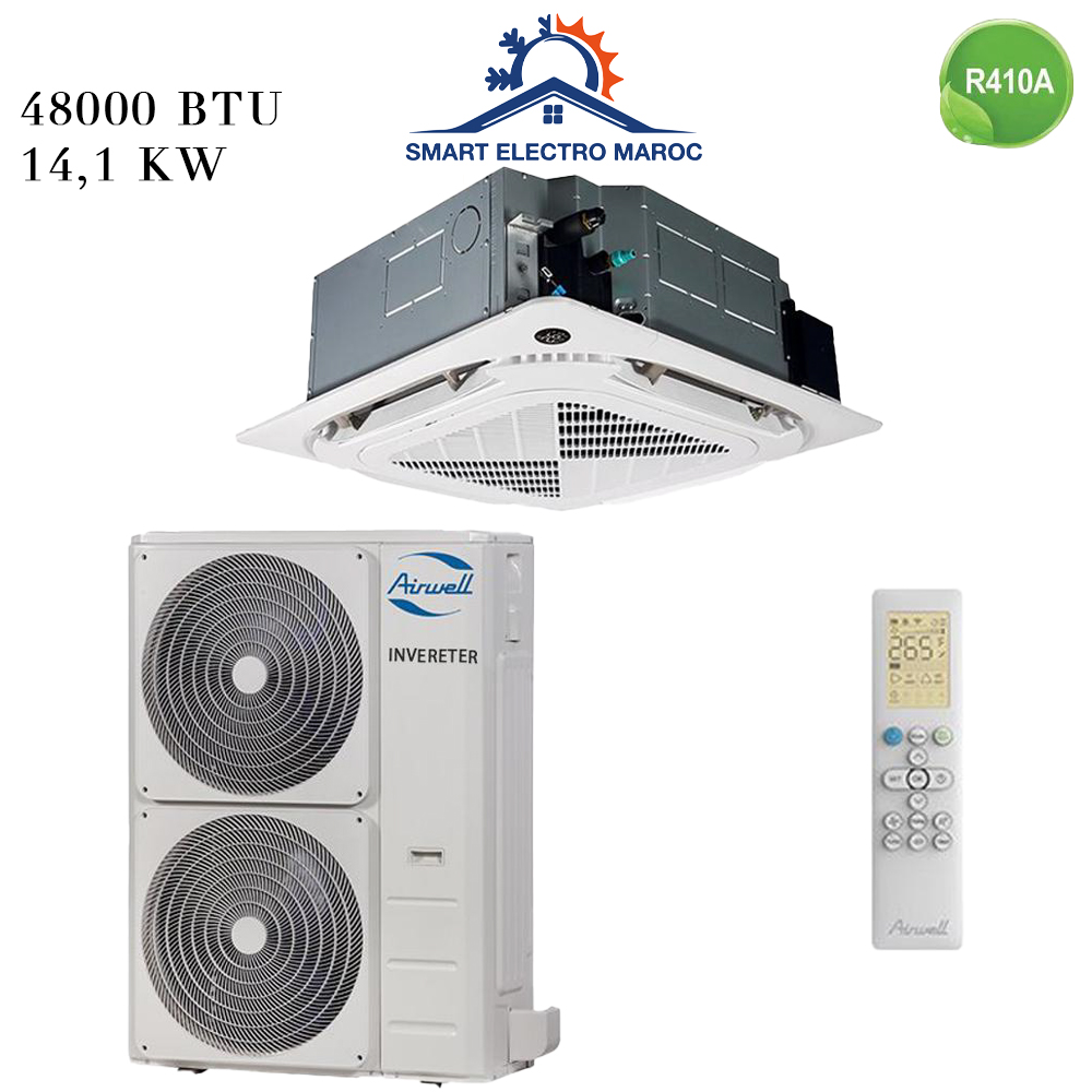 Climatisation Gree mono cassette 8 voies 18000 Btu R32 - télécommande
